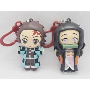 Set Demon Slayer Keychain Bling Bag Tanjiro Nezuko Collectible Japan 2'